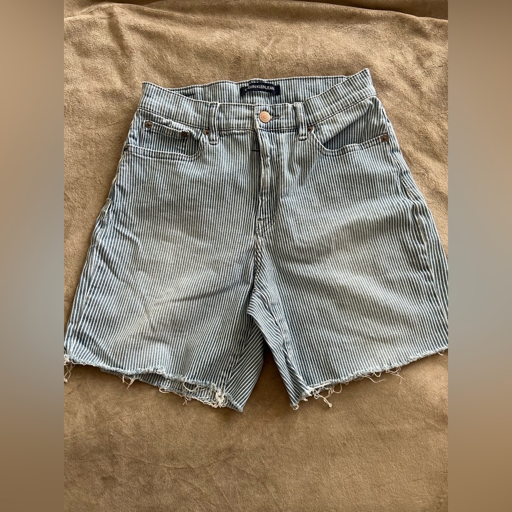 Calvin Klein Striped Jean Shorts